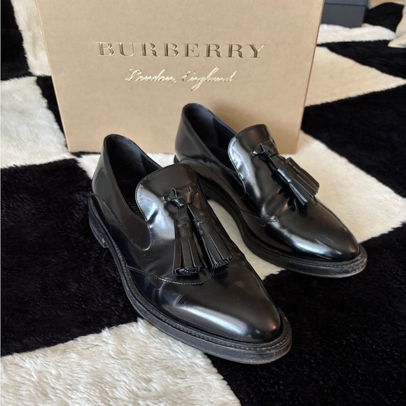 Black Leather Tassel Loafers - Picture 1 of 8
